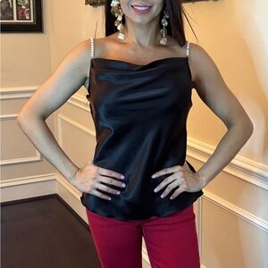 Elegant Black Satin Women's Top